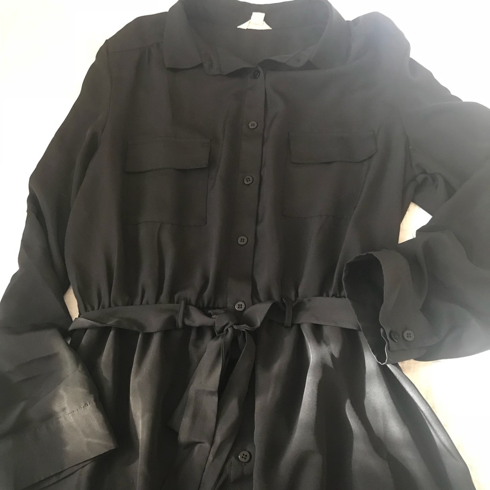 NWOT Lucky Black Button Up Long Sleeve Dress XL